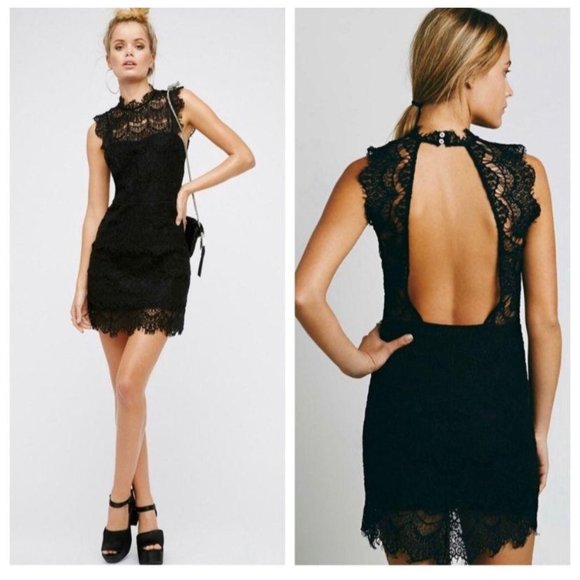 Free People Dresses & Skirts - NWT Free People Daydream Lace Mini Dress Black XS